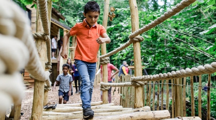 Child playing at Madeley Wood Adventure at Blists Hill 