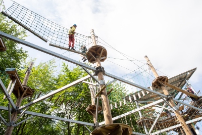 Person on the high ropes at Sky reach