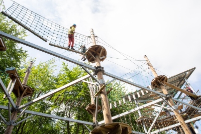 Person on the high ropes at Sky reach