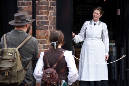 Actor and Visitors at Blists Hill