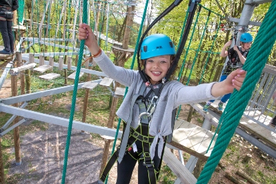 Child on the high ropes at Skyreach, Telford Town Park